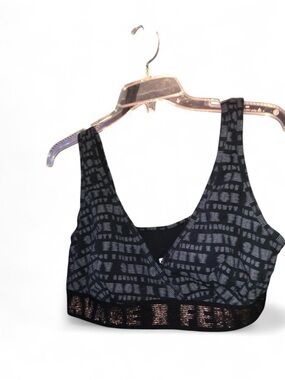 Savage X Fenty Black Patterned Bralette with Metallic Band